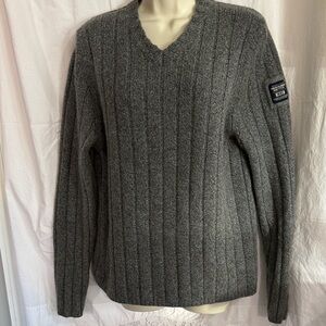 Abercrombie & Fitch Charcoal V-Neck Sweater Lambswool